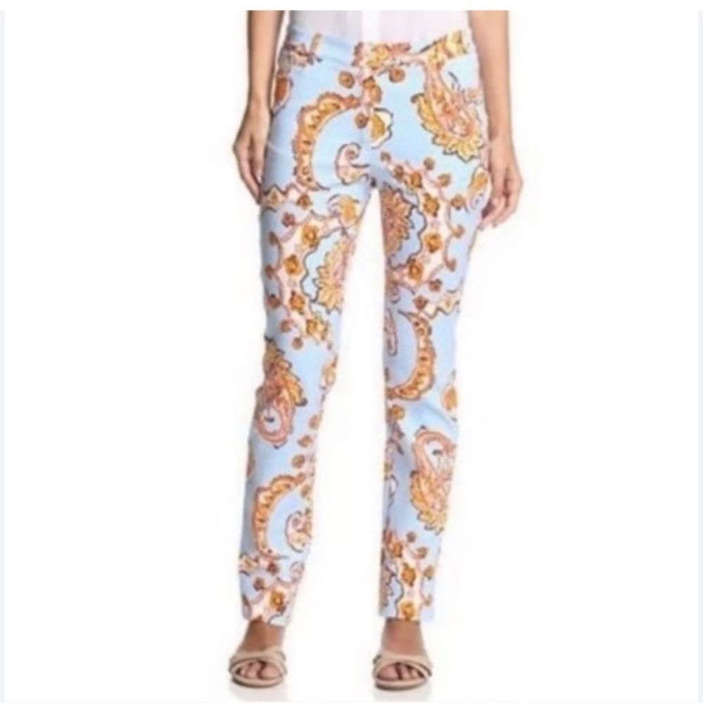 J.McLaughlin Dixie pants mid rise slim fit pants size 10 in seaside paisley golf